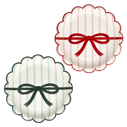 Christmas Stripe & Bow Plates